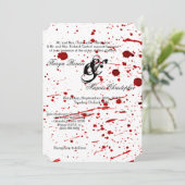 5x7 Huwelijksuitnodiging Bloed Splatter Vampier Go Kaart (Staand voorkant)