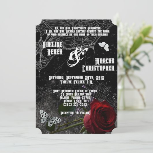 5x7 Huwelijksuitnodiging Haunting Adeline Zade Mea Kaart (Staand voorkant)