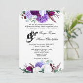 5x7 Huwelijksuitnodiging Lavander Hibiscus op Wit Kaart (Staand voorkant)