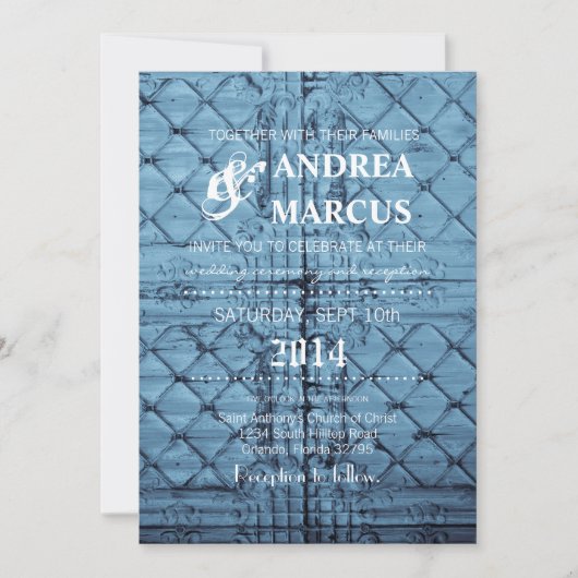 5x7 Huwelijksuitnodiging Rustieke Tin Panel Plafon Kaart (Voorkant)