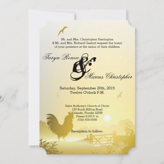 5x7 Huwelijksuitnodiging Sunny Morning Boerderij L Kaart (Voorkant)