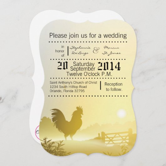 5x7 Huwelijksuitnodiging Sunny Morning Boerderij L Kaart (Voorkant / Achterkant)