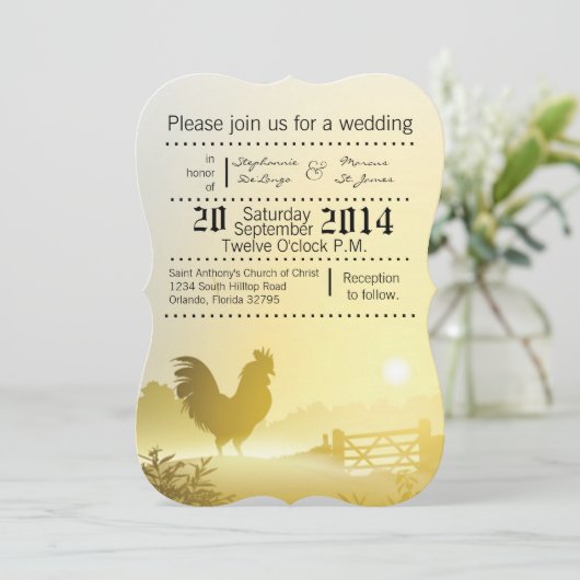 5x7 Huwelijksuitnodiging Sunny Morning Boerderij L Kaart (Staand voorkant)