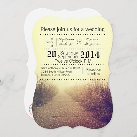 5x7 huwelijksuitnodiging Sunrise Pathway Walkway P Kaart (Voorkant / Achterkant)