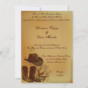 5x7 huwelijksuitnodiging Western cowgirl Pet/laarz Kaart