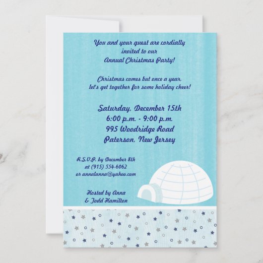5x7 Igloo Baby Blue Invitation Kaart (Voorkant)