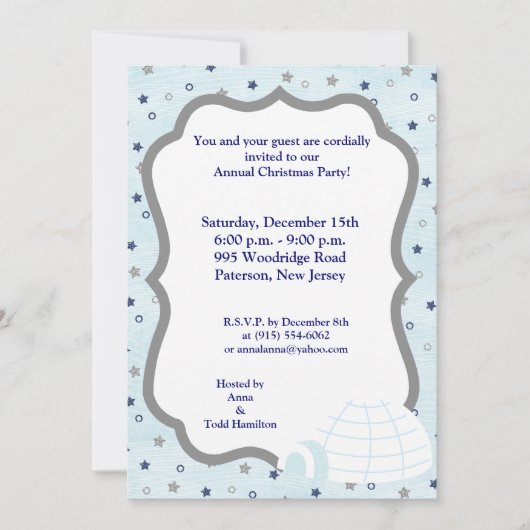 5x7 Igloo Baby Blue Invitation Kaart (Voorkant)