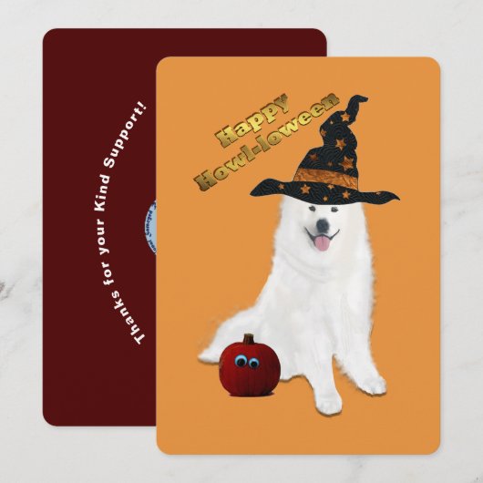 5x7 in. Flat Dank je creditcard Halloween Samoyed Bedankkaart (Voorkant / Achterkant)