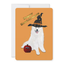 5x7 in. Flat Dank je creditcard Halloween Samoyed