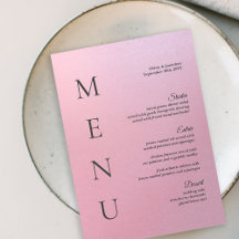 5x7-inch Elegant Ombre Pink Wedding Table Menu Kaa