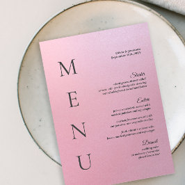5x7-inch Elegant Ombre Pink Wedding Table Menu Kaa Kaart