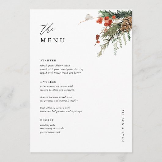5x7-inch winterfeest tijdens het avondeten menu (Voorkant)