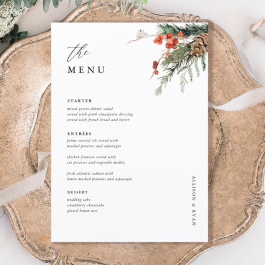5x7-inch winterfeest tijdens het avondeten menu