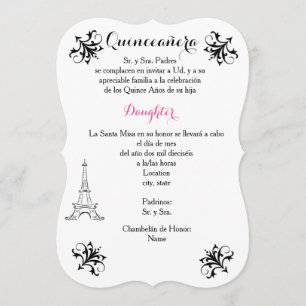 5x7 Invitation Bracket Quinceañera - Aanpassen Kaart