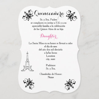 5x7 Invitation Bracket Quinceañera - Aanpassen Kaart