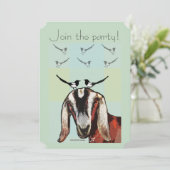 5x7 Invitation Goat + magpies - vrienden Kaart (Staand voorkant)