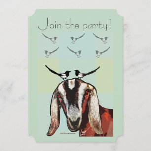 5x7 Invitation Goat + magpies - vrienden Kaart