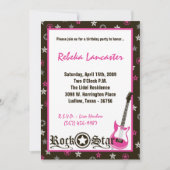 5x7 Invite - Girl Rock Star Birthday Invitation Kaart (Voorkant)