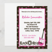 5x7 Invite - Girl Rock Star Birthday Invitation Kaart (Voorkant / Achterkant)