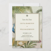 5x7 Ivoor Tropische Pauw Palm Wedding Save The Date (Voorkant)