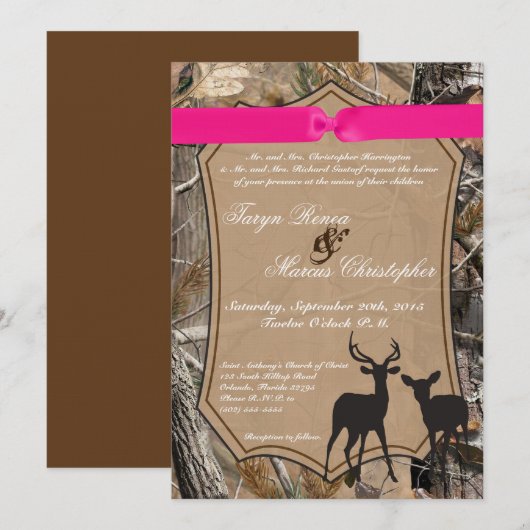 5x7 Jachtpaar Herten Doe Buck Huwelijksuitnodiging Kaart (Voorkant / Achterkant)