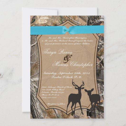 5x7 Jachtpaar Herten Doe Buck Huwelijksuitnodiging Kaart (Voorkant)