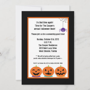 5x7 Jack-o-lantaarn Halloween Bash Party Uitnodigi Kaart