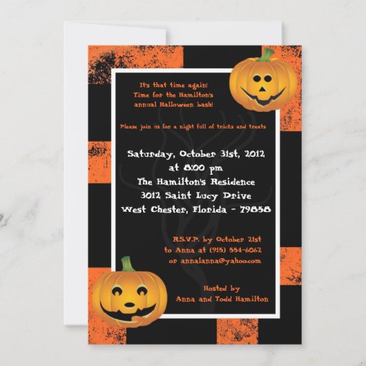 5x7 Jack-O-Lantern Leuke Feestuitnodiging Kaart (Voorkant)
