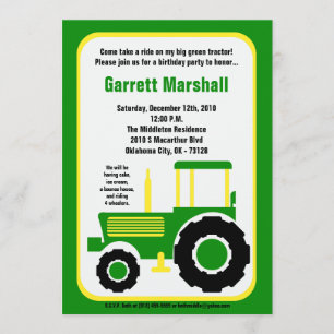 5x7 John Green Boerderij Tractor Birthday Invitati Kaart
