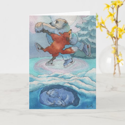 5x7 kaart-beer vos-terwijl u Slaap legt Kaart (Gele Bloem)