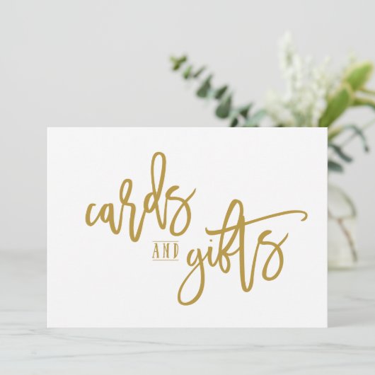 5X7 Kaarten & cadeautjes Sign-Brush Script (Gold) (Staand voorkant)