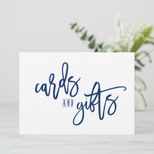 5X7 Kaarten & cadeautjes Sign-Brush Script (Navy B (Staand voorkant)