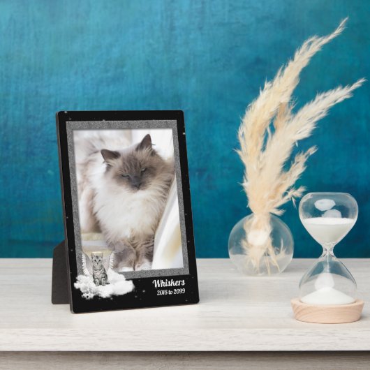 5x7 Kat Dier Herdenking Zilver Tabby Foto Fotoplaat (Zijkant)
