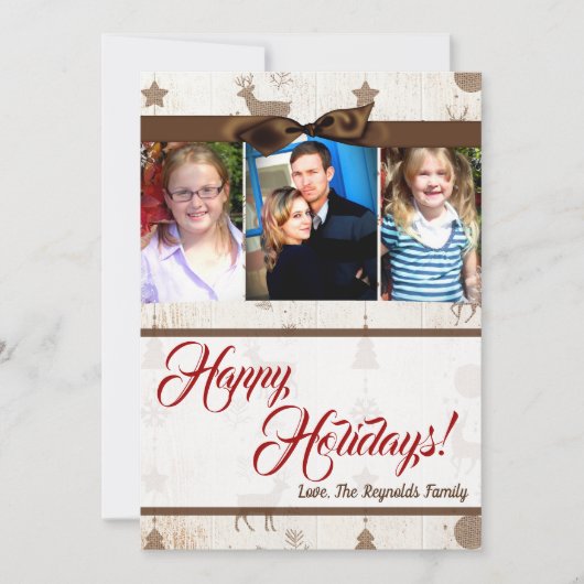 5x7 Kerst Burlap Herten Doe Buck FOTOKAART Feestdagenkaart (Voorkant)