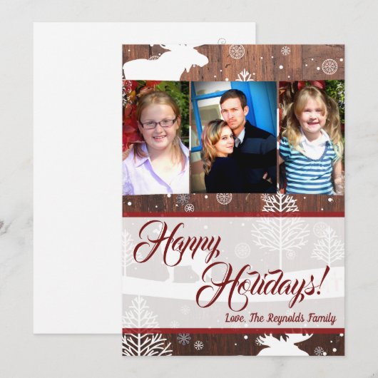 5x7 Kerst Herten Hout Buck Doe FOTOKAART Feestdagenkaart (Voorkant / Achterkant)