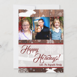 5x7 Kerst Herten Hout Buck Doe FOTOKAART Feestdagenkaart