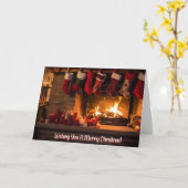 5x7 kerst Kaart – Gezellige open haard en kousen (Gele Bloem)
