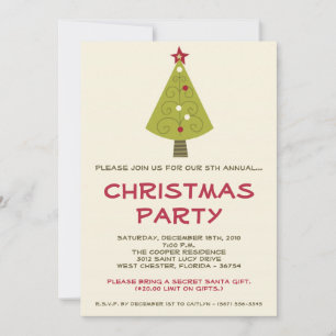 5x7 Kerst XMAS Boom Kerstfeest Uitnodiging