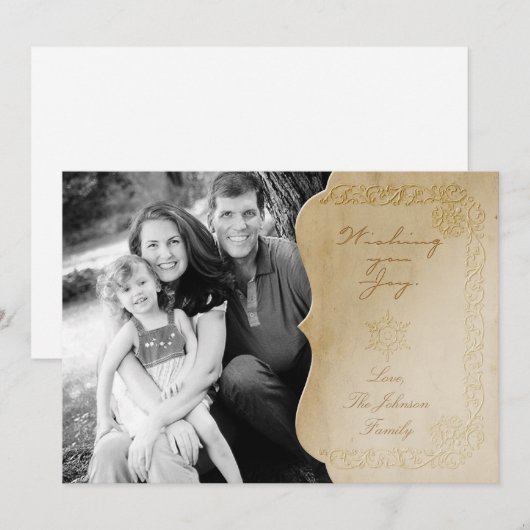 5x7 Kerst XMAS Oude Papier  FOTOkaart Feestdagenkaart (Voorkant / Achterkant)