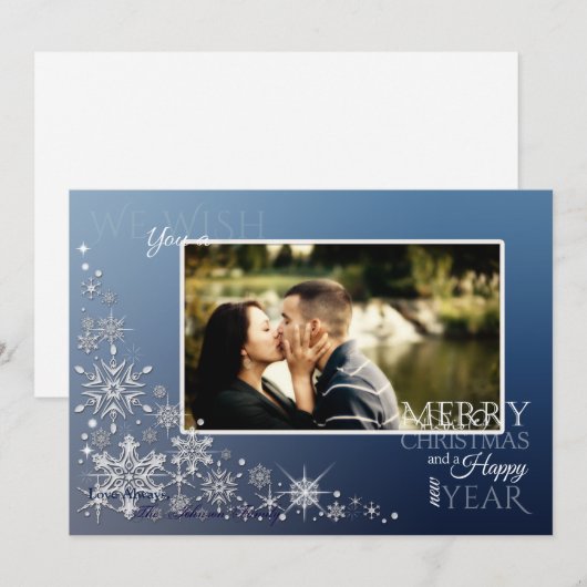 5x7 Kerst XMAS Sneeuwvlokken FOTOKAART Feestdagenkaart (Voorkant / Achterkant)