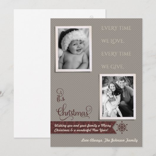 5x7 kerst XMAS vrolijk feest foto kaart (Voorkant / Achterkant)