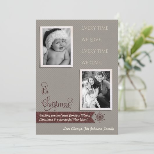 5x7 kerst XMAS vrolijk feest foto kaart (Staand voorkant)