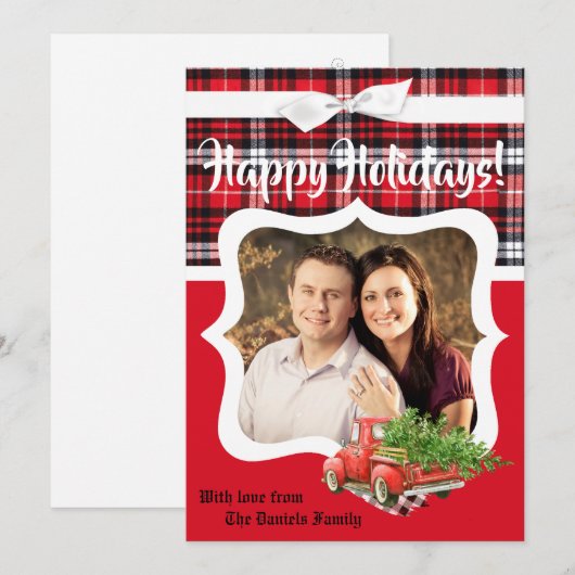 5x7 kerstkaart XMAS Red Kerstmis, FOTO-kaart (Voorkant / Achterkant)