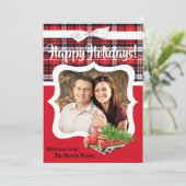 5x7 kerstkaart XMAS Red Kerstmis, FOTO-kaart (Staand voorkant)