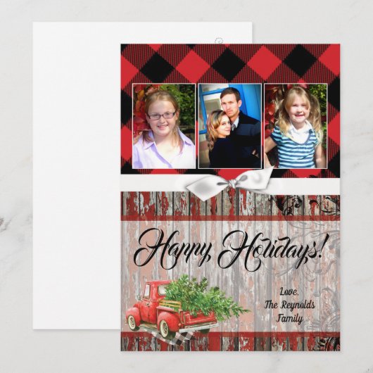 5x7 kerstkaart XMAS Red Kerstmis, FOTO-kaart (Voorkant / Achterkant)