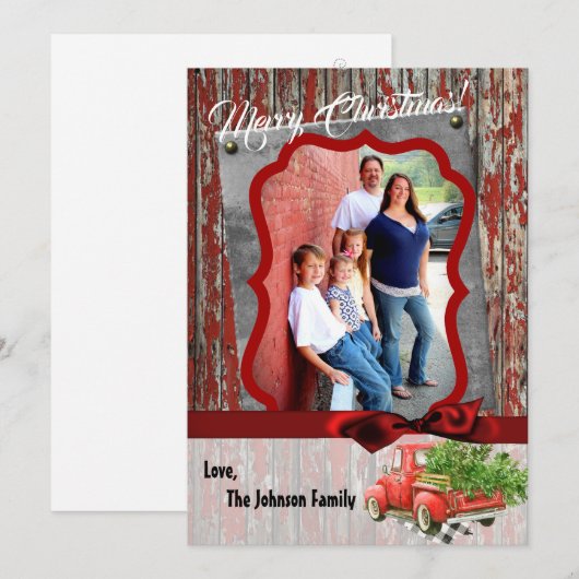 5x7 kerstkaart XMAS Red Kerstmis, FOTO-kaart (Voorkant / Achterkant)