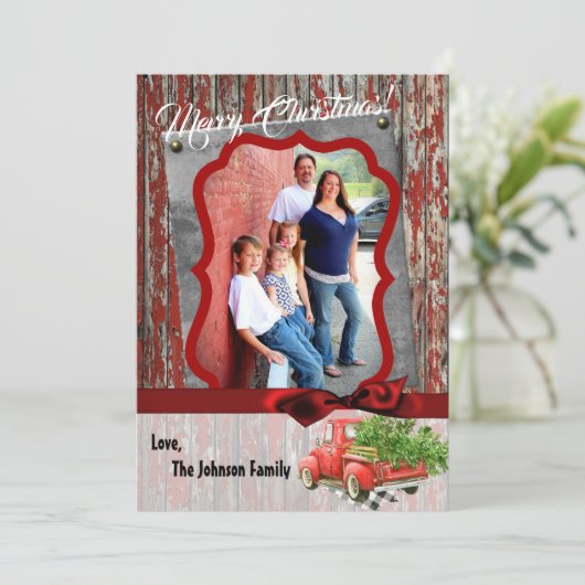 5x7 kerstkaart XMAS Red Kerstmis, FOTO-kaart (Staand voorkant)