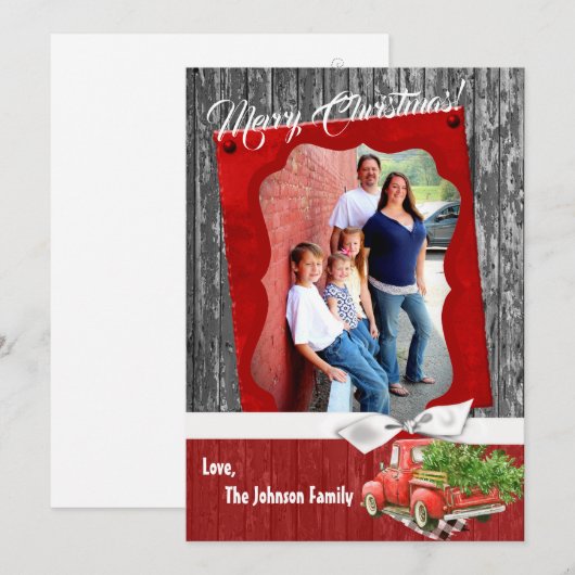 5x7 kerstkaart XMAS Red Kerstmis, FOTO-kaart (Voorkant / Achterkant)