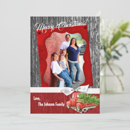 5x7 kerstkaart XMAS Red Kerstmis, FOTO-kaart (Staand voorkant)