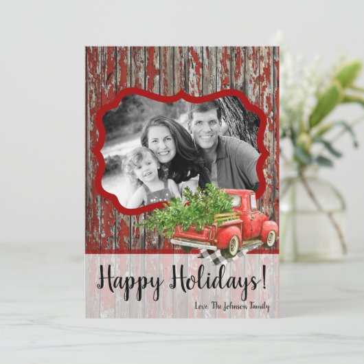 5x7 kerstkaart XMAS Red Kerstmis, FOTO-kaart (Staand voorkant)